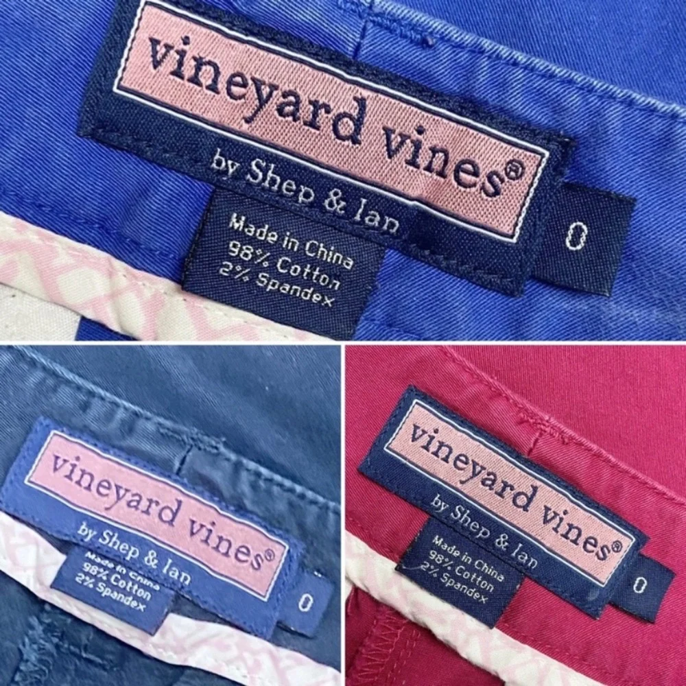 (3 Pair) Vineyard Vines Women Cropped Pants Size 0 Whale Straight Solid Red Blue - Picture 11 of 11
